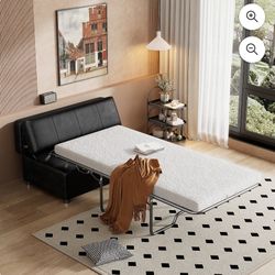 Euroco 61" Folding Ottoman Sleeper Bed with Mattress Convertible Bed for Living Room, Bedroom