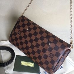 LOUIS VUITTON Favorite MM Damier Ebene Crossbody Bag Brown