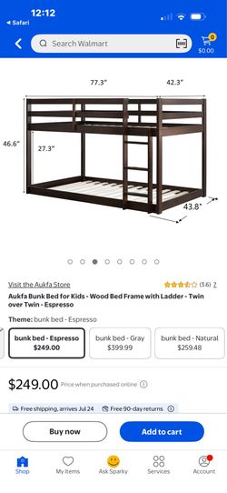 Twin floor bunk bed