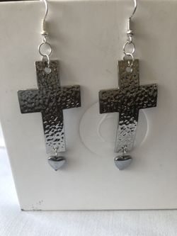 Earrings Pierced silver Cross