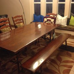 Beautiful Oak Wood Dining Table Set