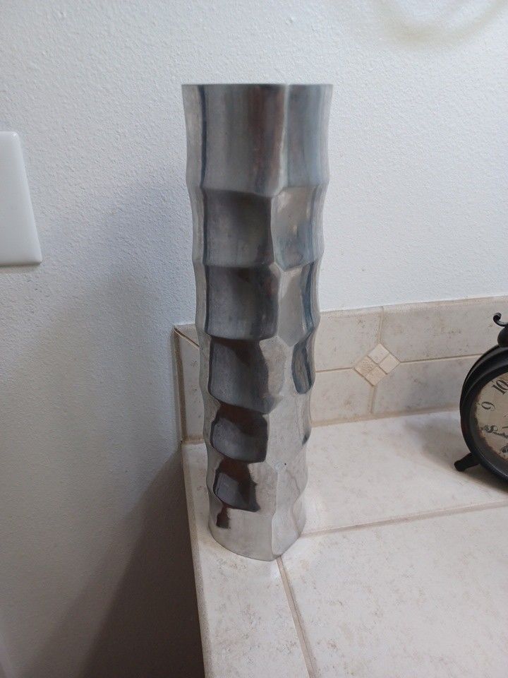 Aluminum Silver Decorative Vase