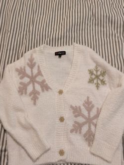 Fluffy snowflake cardigan large