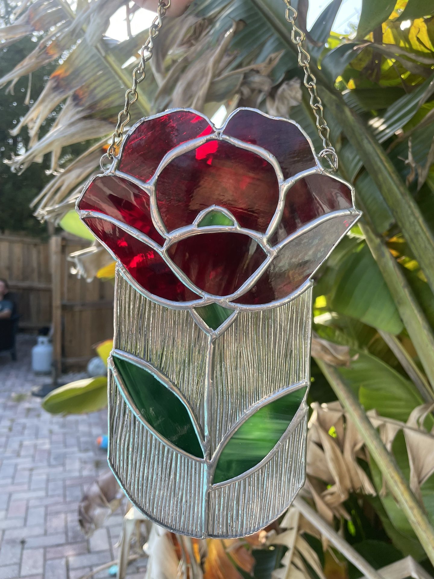 Floral Stained Glass Piece. New