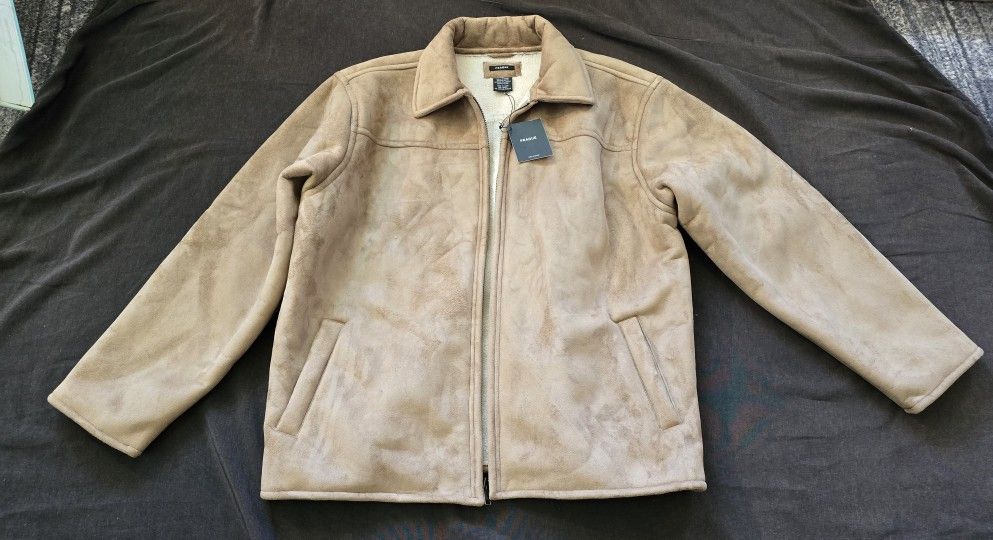 MEN'S PRAGUE TAN JACKET/ COAT XL FAUX SUEDE NEW
