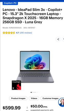 Lenovo IdeaPad slim 3 15.3 in screen