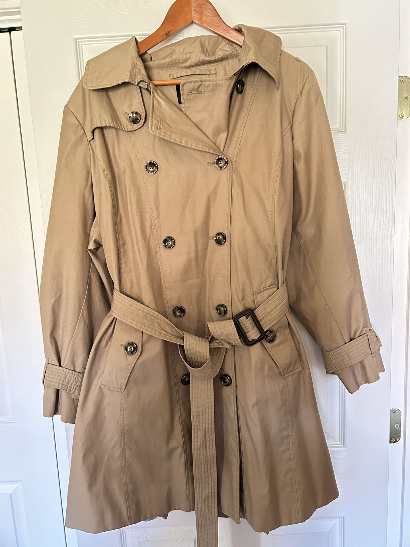 London Fog Trench Coat Rain Jacket Plus Size 2X Belt Button Up Womens