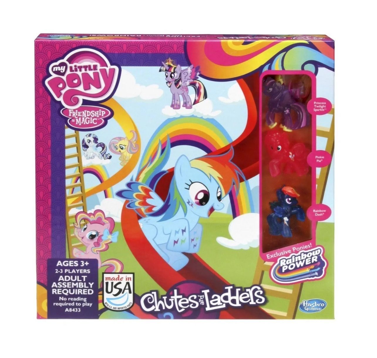 MY LITTLE PONY FRIENDSHIP IS MAGIC CHUTES & LADDERS BOARD GAME COMPLETE! 2014 EXCLUSIVE PONIES