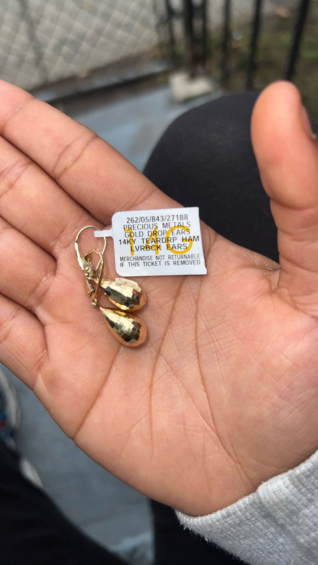 14K Gold Mirror-Cut Teardrop Drop Earrings