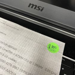 MSI gaming Laptop, i7, 16 GB with 30 day warranty