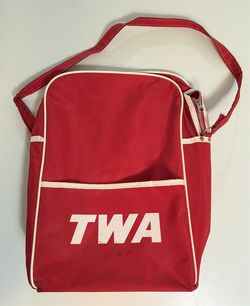 Vintage 1970s TWA Red Carry-On Flight Bag with Strap — Great Condition