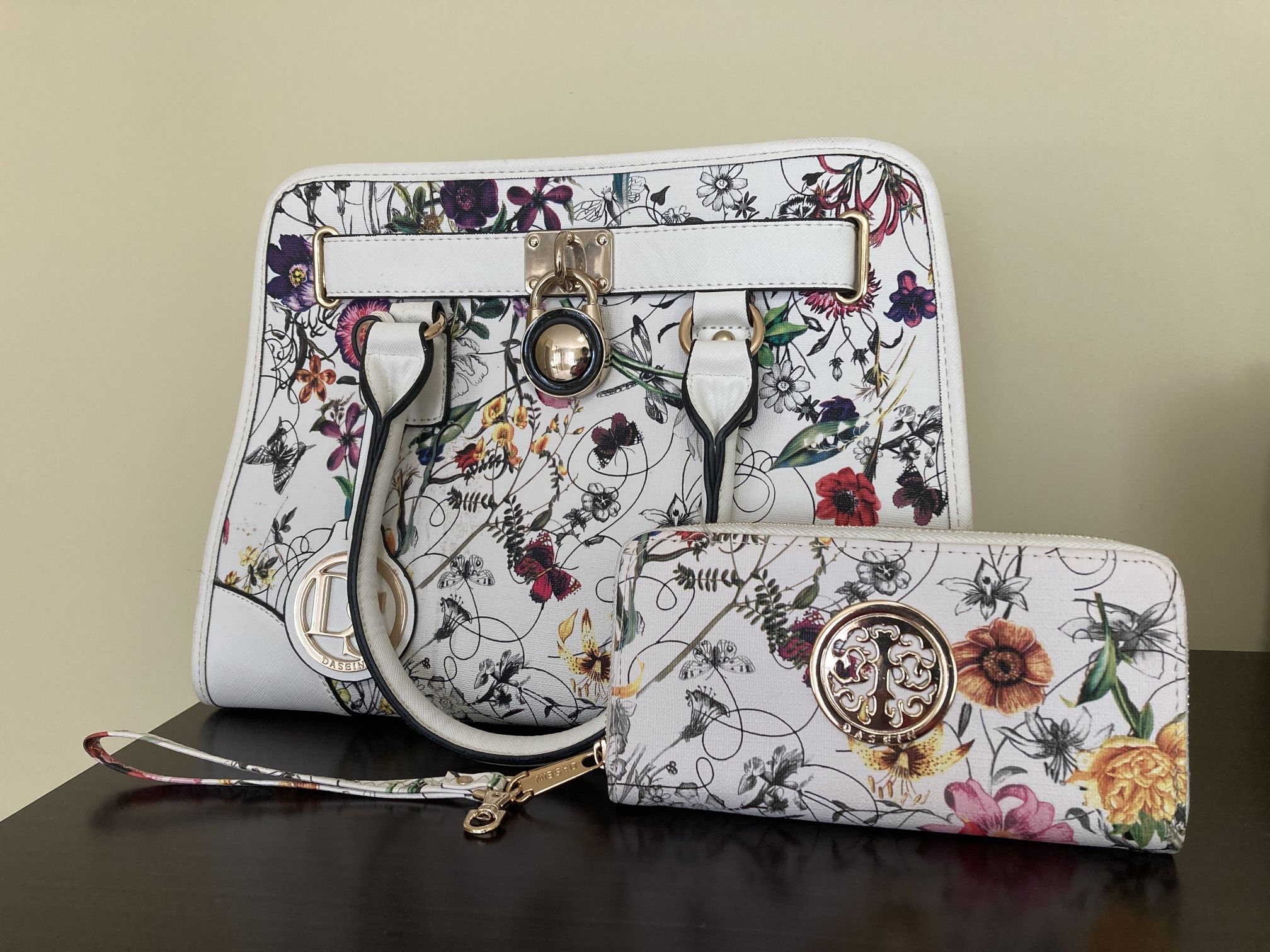 Dasein Floral Bag And Clutch Wallet
