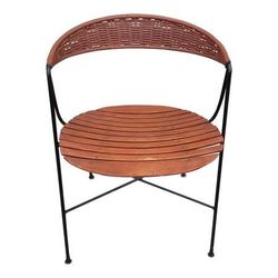 Mid Century Modern 1950'S Wrought Iron Wood , Cane Chair By Arthur Umanoff.