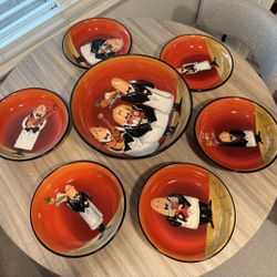 $30 - Certified International “Waiters” Ceramic Pasta Bowl Set – 7 Pieces