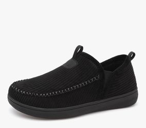LeIsfIt Men's Slippers Wide Memory Foam House Shoes Moccasin Slip-On Cozy Loafer Slippers Size 11