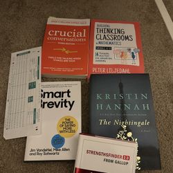 Assorted books and scantron