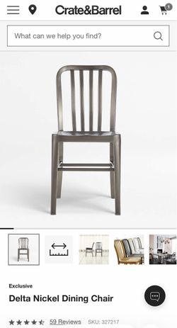 (2) Crate & Barrel Delta Nickel Dining Chairs