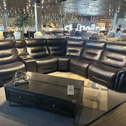 6PC Dark Gray Power Reclining Sectional 