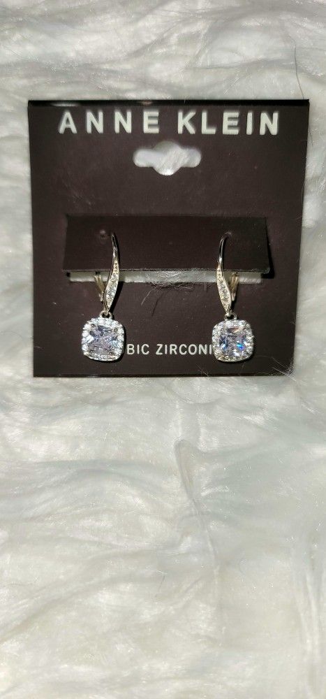 Anne Klein Silver Crystal Drop Earrings