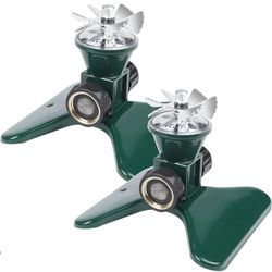 
Biswing 2 Pack Lawn Sprinkler, Heavy Duty Metal Square Garden Sprinkler, 360 Degree Large Area Irrigation, Connectable Rotating Automatic Water Sprin