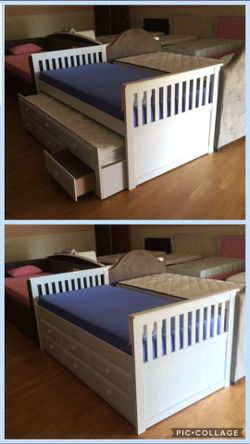 Twin/twin captains bed with trundle and storage