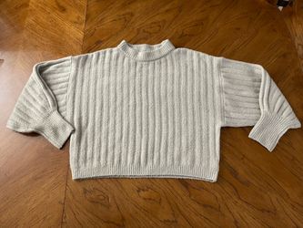 Women’s And Now This Light Grey Ribbed Mock Neck Sweater - Medium