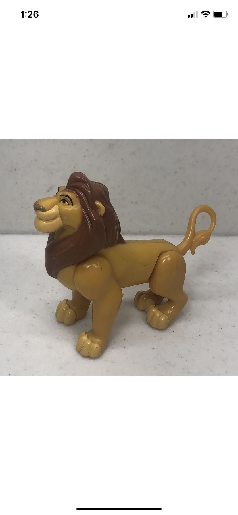 Vintage Disney The Lion King MUFASA Action Figure Toy 1994 Burger King
