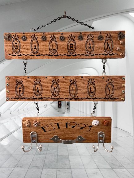 Personalized Oak Wood Key Holder Wall Mounts