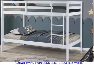 Twin bunk bed. Comes in espresso. Assembly required. Assembly not included. Taxes included. Free delivery.  Bunk bed only-$220 Bunk bed with mattresse