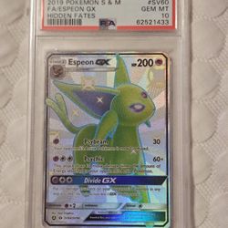 2019 Espeon GX SV60/SV94 Hidden Fates: Shiny Vault Holo PSA 10