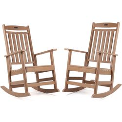 Patio Rocking Chairs Set of 2,Poly Lumber Rocker,All Weather Rocking Chair Outdoor,High Back Porch Rocker,Wide Plastic Rocking Chair for Adult,360lbs