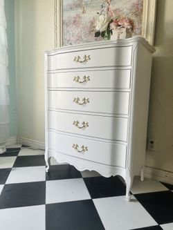 Bassett French provincial white dresser