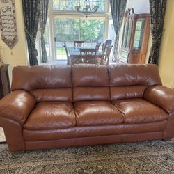 (2) Full Grain Leather Sofas