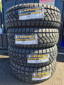 4 new tires Lionhart Kilima A/T 245/75R16 111T Tires β Set of 4 installed and balanced $500 plus tax all 4