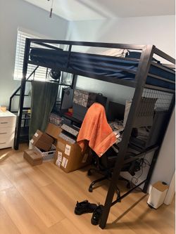 Bed frame with desk.