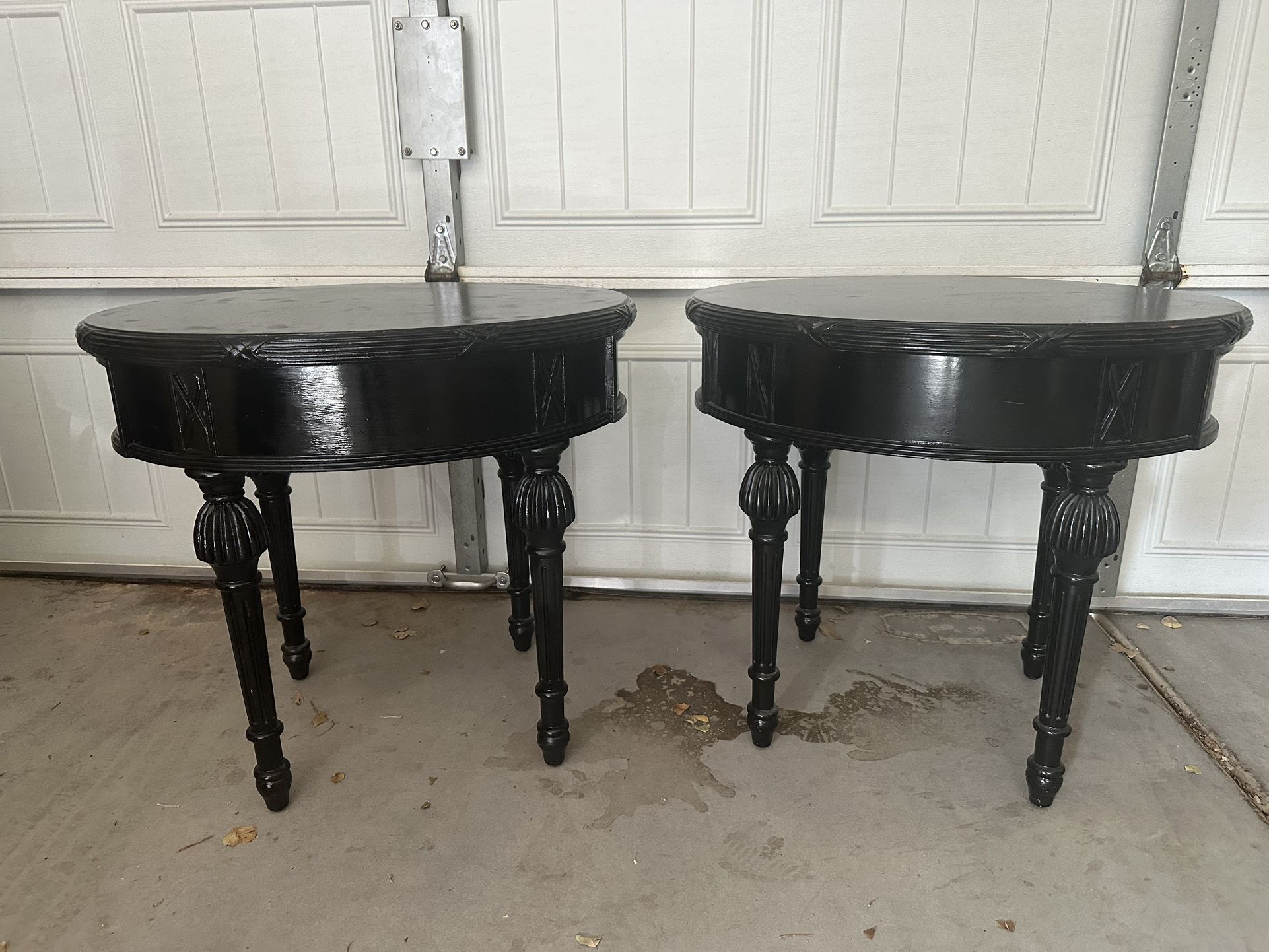 2 Antique Black Solid Wood Side Tables/Nightstands