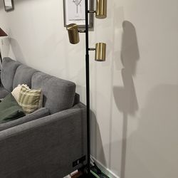 4-Light Track Floor Lamp Black and Brass