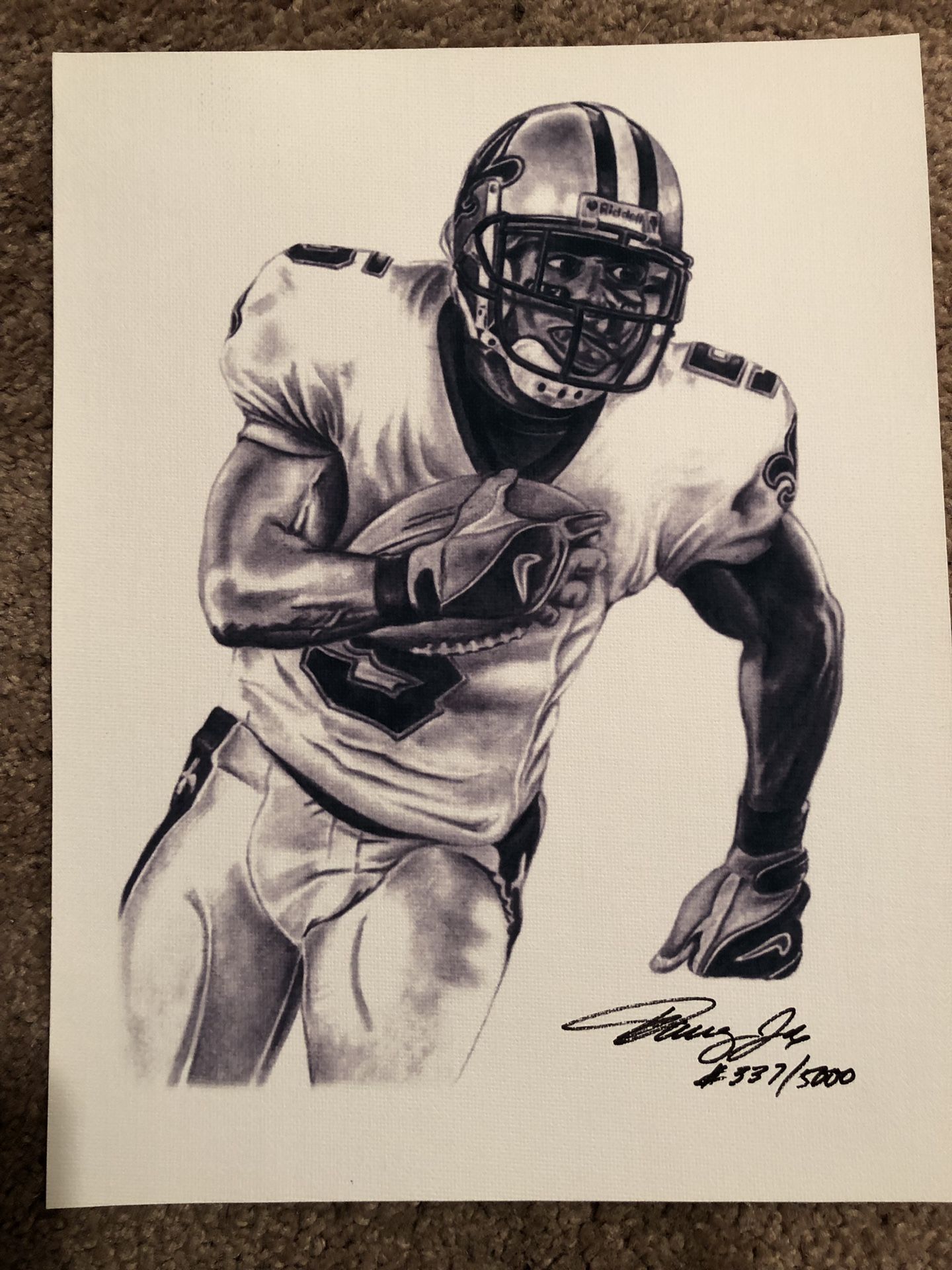 REGGIE BUSH NEW ORLEANS SAINTS USC TROJANS PRECISION PENCIL ART ON CANVAS