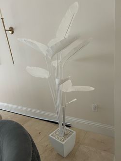 Faux white leaf plant decor all white