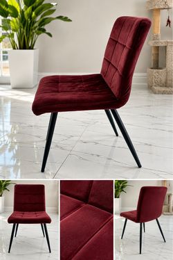 ✨ SET OF 8 BURGUNDY VELVET DINING CHAIRS