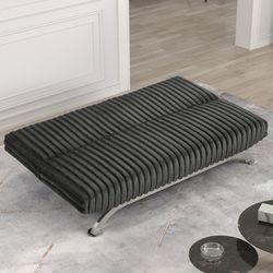 Grey Corduroy Futon Sofá Bed Chrome Legs Brand New In Box Firm Price $299 Futon Sofa Bed71"W X 34"D X 31.5"H 
