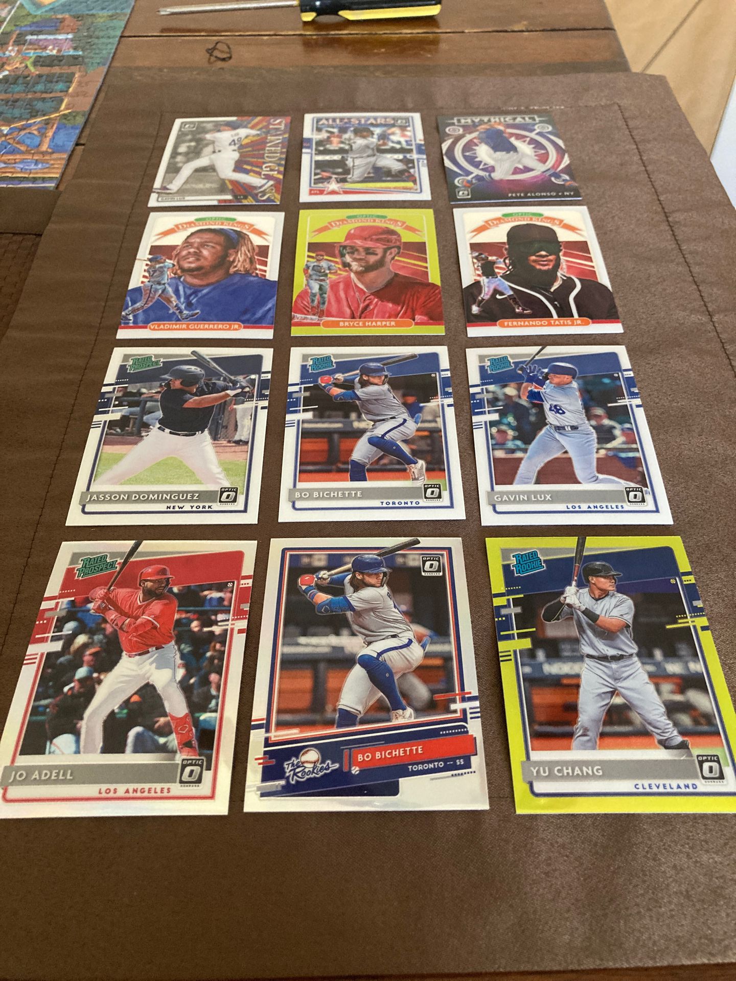 Donruss optic baseball 12 card lot rated rookies and stars Lux acuna Alonso Harper tatis bichette adell chang Dominguez