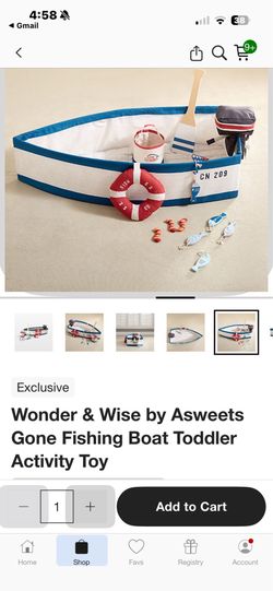 Wonder & Wise “Gone Fishing” canvas play boat