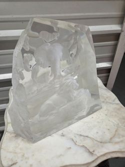 Acrylic Sculpture Elephant and Lion