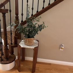 Real marble And Solid Wood Side Table 