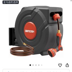 3rd Generation Retractable Garden Hose 100 ft x 1/2 inch Heavy Duty Wall-Mounted Hose Reel 180° Swivel Automatic Slow Return Any Length Lock 9 Pattern