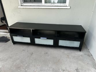 Black TV Stand with Frosted Glass Drawers