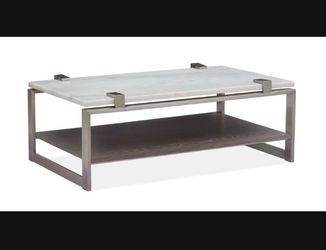 Rectangle Marble and Wood Coffee Table