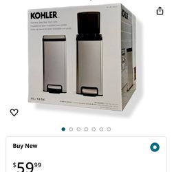 KOHLER  2-PACK 6L  STAINLESS STEEL TRASH BIN