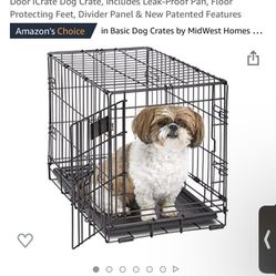 MidWest Homes for Pets Newly Enhanced Single & Double Door iCrate Dog Crate, Includes Leak-Proof Pan, Floor Protecting Feet, Divider Panel & New Paten